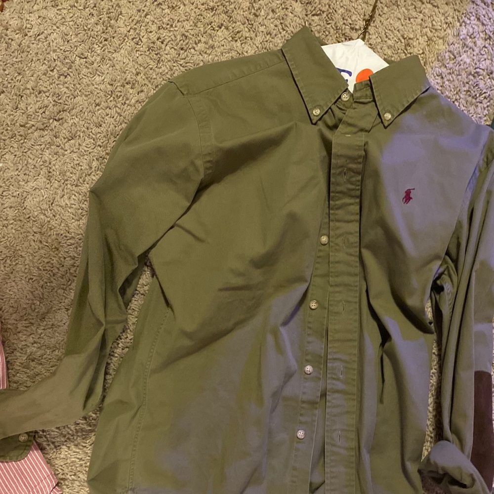 Ralph Lauren Classic Shirt w Suede Patches sz S